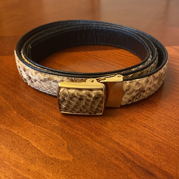 Vintage Large Women’s Genuine Snakeskin Belt Brass Buckle - Picture 2 of 6